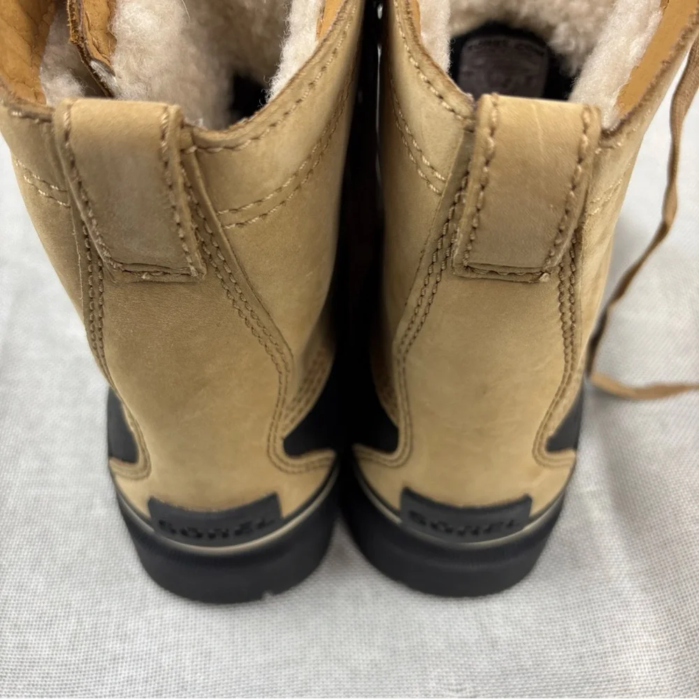 Sorel Tan and Black Lace-Up Rain & Snow Boots